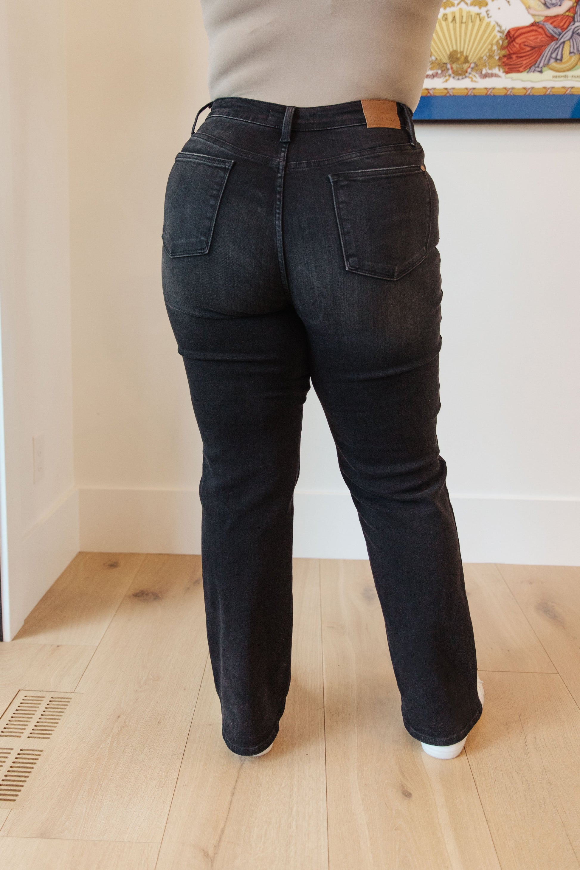 Judy Blue Eleanor High Rise Classic Straight Jeans in Washed Black - Premium Womens -  Follower Of Faith Apparel 0/24, 1/25, 11/30, 13/31, 14W, 15/32, 16W, 18W, 20W, 22W, 24W, 3/26, 5/27, 7/28, 8-16-2023, 8-2-2023, 8-22-2023, 9/29, ASF9-14-2023, ASFWINTER23, Ave Marketplace, best seller Judy blue, Bottoms, D23, Denim, flatrate, JB8-2-2023, JBAvailableNow, Judy Blue, Judy blue high rise jeans, judy blue high waist jeans, Judy blue high waisted, Judy Blue Jeans, winter23 Shop our Christian T-Shirts & Apparel