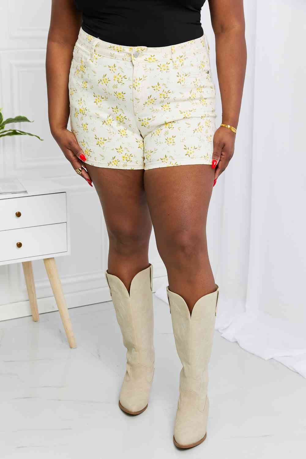 Judy Blue Floral Ladies Denim Shorts - Follower Of Faith Apparel