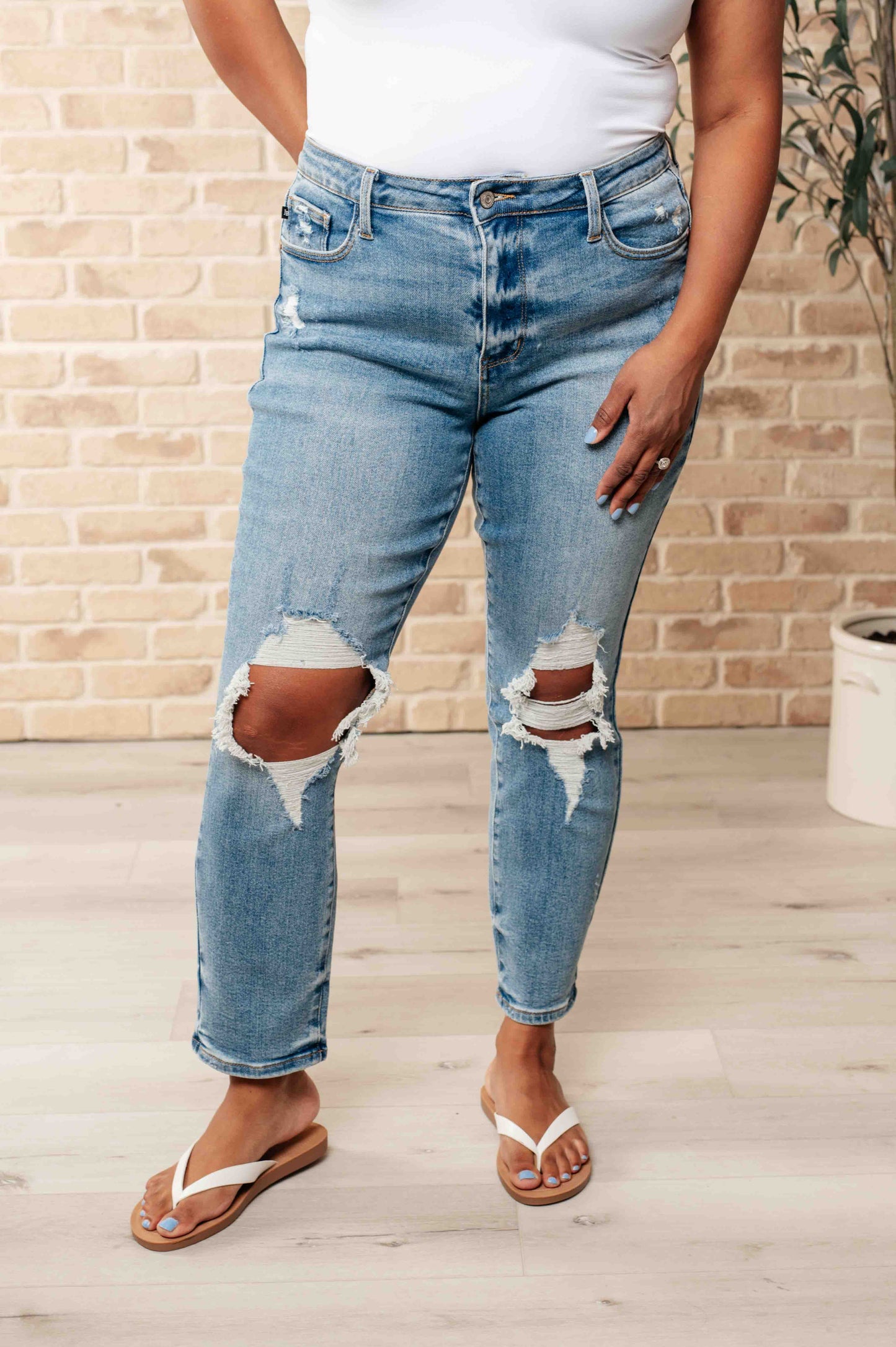 Judy Blue Frankie High Waist Distressed Boyfriend Jeans - Premium Womens -  Follower Of Faith Apparel 0/24, 1/25, 11/30, 13/31, 14W, 15/32, 16W, 18W, 20W, 22W, 24W, 3/26, 5/27, 6-26-2024, 7/28, Bottoms, Boyfriend jeans, denim distressed jeans, Destroyed judy blue jeans, distressed, distressed jeans, flatrate, high rise jeans, high waist jeans, JB Judy Blue, JB6-26-2024, JBAvailableNow, Jeans for women, Judy Blue, Judy Blue Jeans, new arrival, new arrivals, Sale Shop our Christian T-Shirts & Apparel