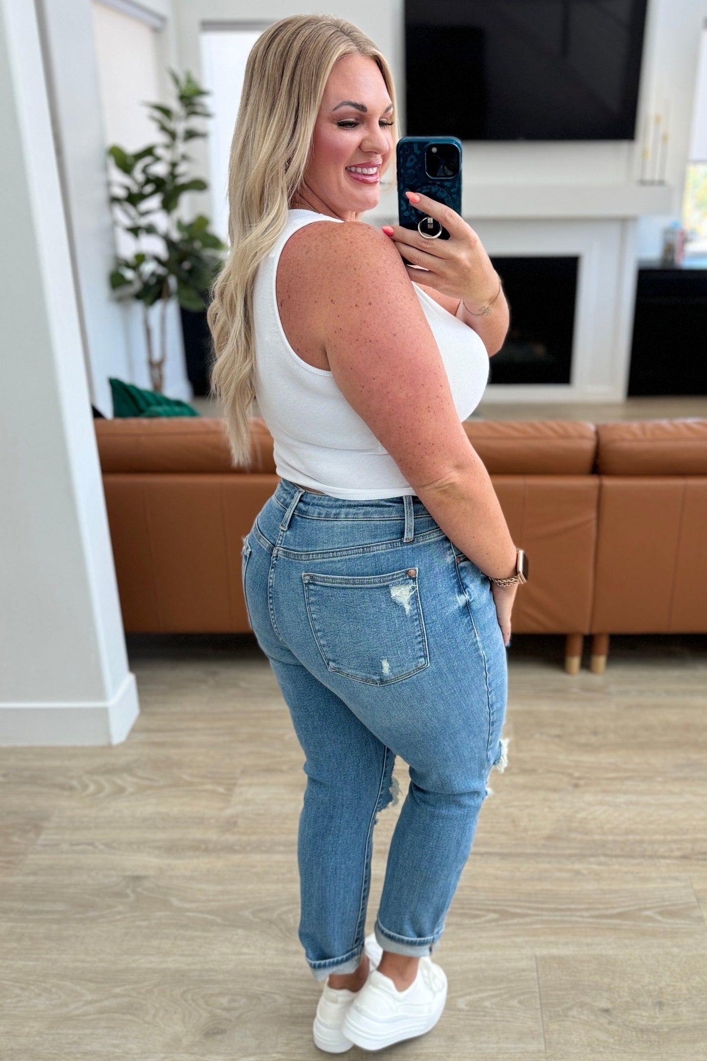 Judy Blue Frankie High Waist Distressed Boyfriend Jeans - Premium Womens -  Follower Of Faith Apparel 0/24, 1/25, 11/30, 13/31, 14W, 15/32, 16W, 18W, 20W, 22W, 24W, 3/26, 5/27, 6-26-2024, 7/28, Bottoms, Boyfriend jeans, denim distressed jeans, Destroyed judy blue jeans, distressed, distressed jeans, flatrate, high rise jeans, high waist jeans, JB Judy Blue, JB6-26-2024, JBAvailableNow, Jeans for women, Judy Blue, Judy Blue Jeans, new arrival, new arrivals, Sale Shop our Christian T-Shirts & Apparel