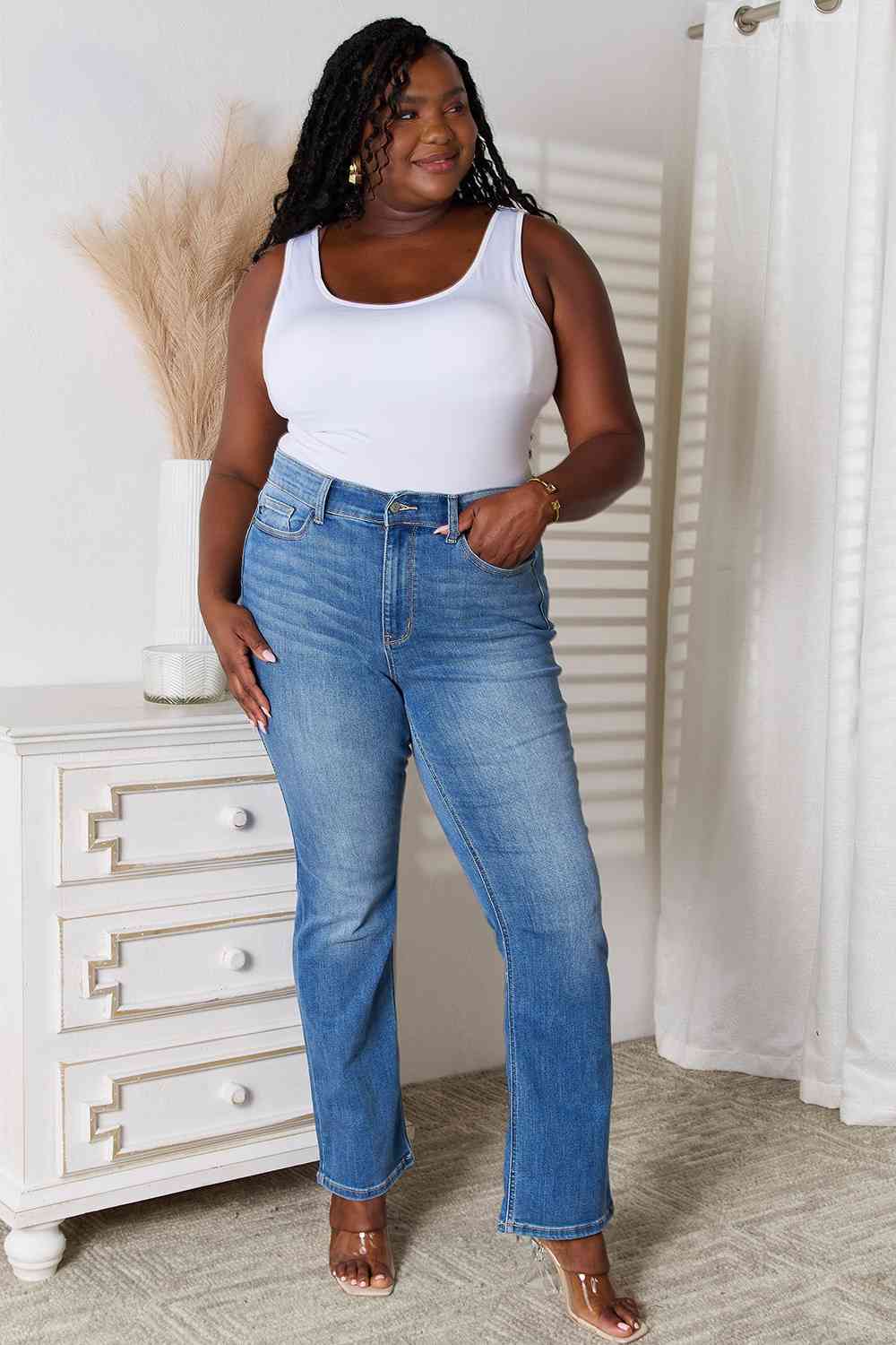 Judy Blue Full Size Bootcut Jeans with Pockets{{ shop.domain }TrendsiJudy Blue, Ship from USA