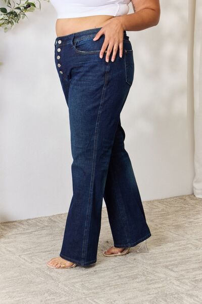 Judy Blue Full Size Button-Fly Straight Jeans - Premium Jeans -  Follower Of Faith Apparel best seller Judy blue, Judy Blue, Judy blue button fly, Judy blue high rise jeans, judy blue high waist jeans, Judy blue high waisted, Judy Blue Jeans, Judy blue regular fit, Judy blue straight leg, Ship from USA, straight leg Shop our Christian T-Shirts & Apparel