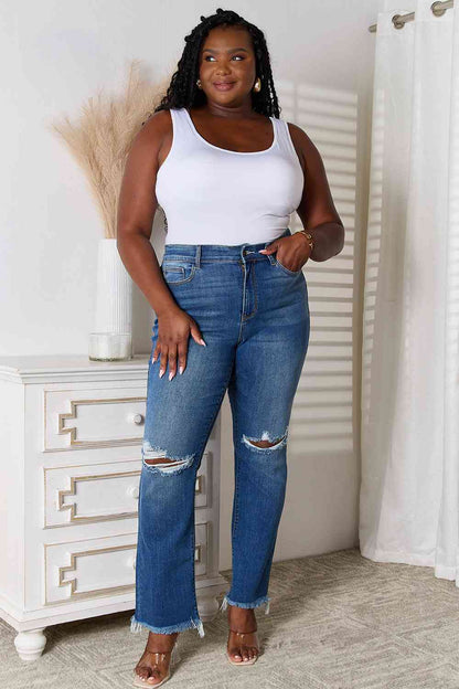 Judy Blue Full Size Distressed Raw Hem Jeans - Premium Jeans -  Follower Of Faith Apparel Judy Blue, Judy blue jeans, Kancan Kendra High Rise Distressed Jeans, ladies jeans, raw hem jeans, Ship from USA Shop our Christian T-Shirts & Apparel