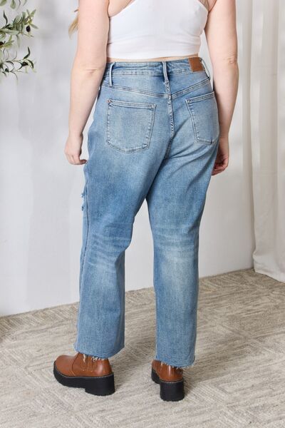 Judy Blue Full Size Distressed Raw Hem Straight Ladies Jeans - Premium Jeans -  Follower Of Faith Apparel Judy Blue, Ship from USA Shop our Christian T-Shirts & Apparel