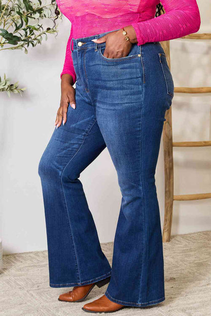 Judy Blue Full Size Flare Jeans with Pockets - Premium  -  Follower Of Faith Apparel Judy Blue, Ship from USA Shop our Christian T-Shirts & Apparel