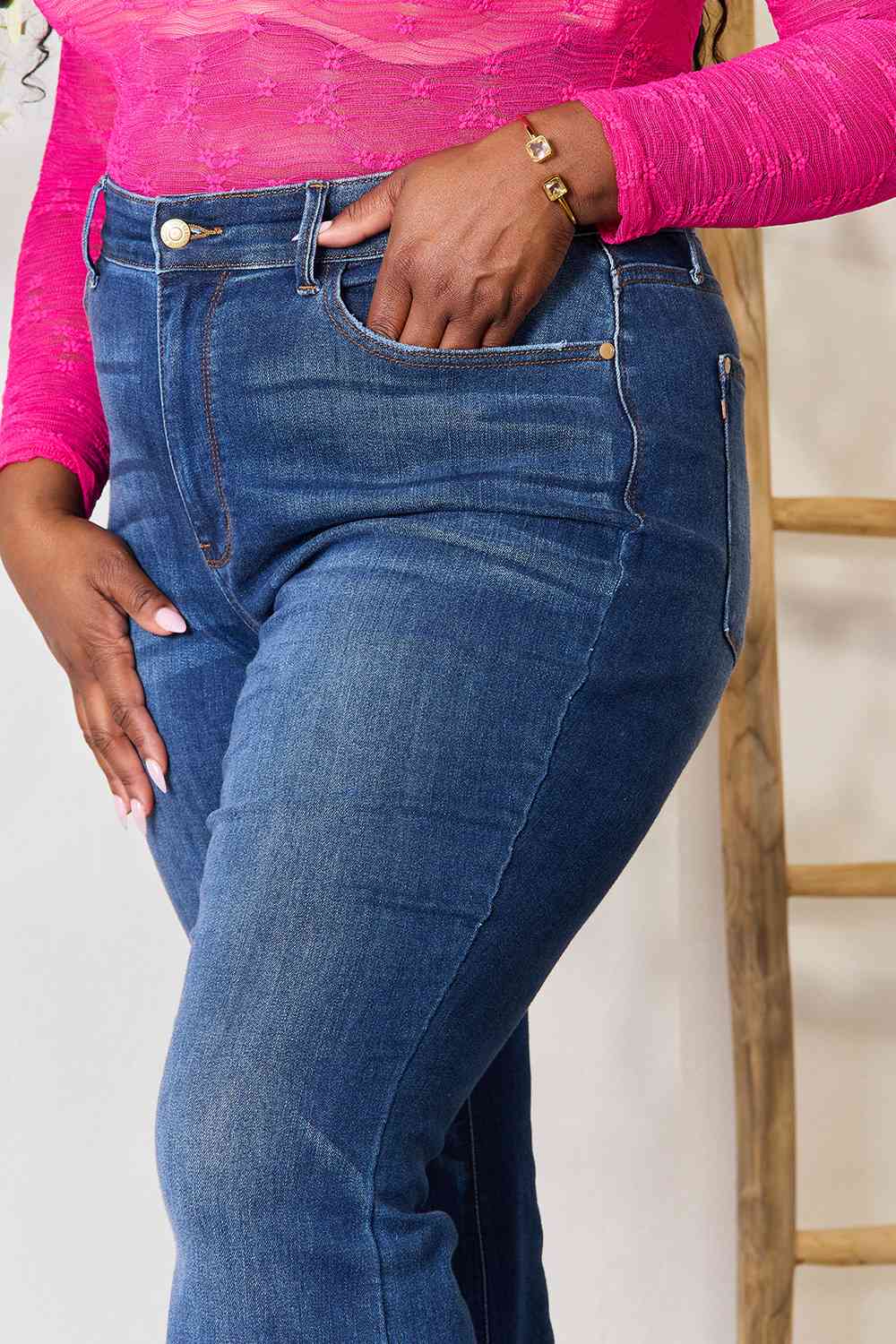 Judy Blue Full Size Flare Jeans with Pockets - Premium  -  Follower Of Faith Apparel Judy Blue, Ship from USA Shop our Christian T-Shirts & Apparel