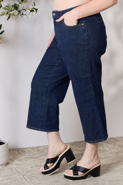 Judy Blue Full Size High Waist Cropped Wide Leg Ladies Jeans - Premium Jeans -  Follower Of Faith Apparel best seller Judy blue, JB Judy Blue, Judy Blue, Judy blue crop, Judy blue high rise jeans, Judy Blue Jeans, Judy blue raw hem, Ship from USA Shop our Christian T-Shirts & Apparel