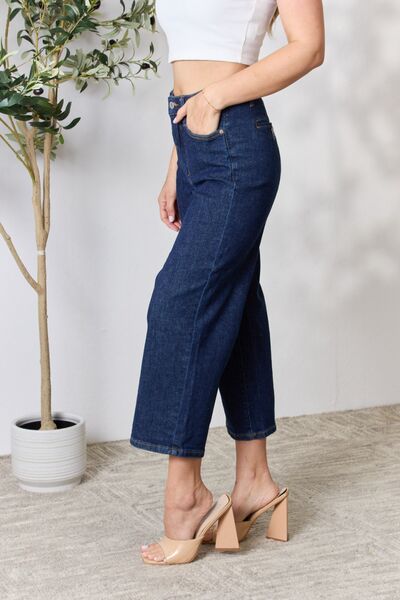 Judy Blue Full Size High Waist Cropped Wide Leg Ladies Jeans - Premium Jeans -  Follower Of Faith Apparel best seller Judy blue, JB Judy Blue, Judy Blue, Judy blue crop, Judy blue high rise jeans, Judy Blue Jeans, Judy blue raw hem, Ship from USA Shop our Christian T-Shirts & Apparel