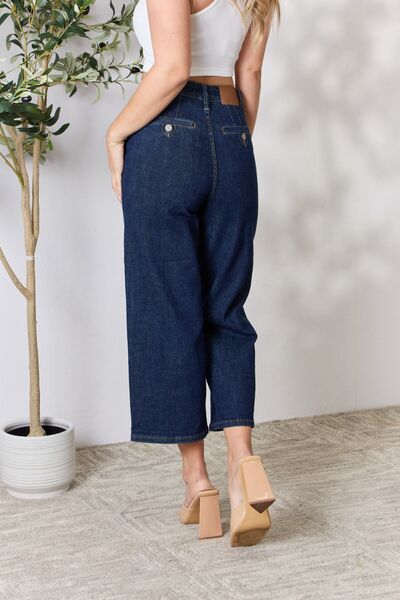 Judy Blue Full Size High Waist Cropped Wide Leg Ladies Jeans - Premium Jeans -  Follower Of Faith Apparel best seller Judy blue, JB Judy Blue, Judy Blue, Judy blue crop, Judy blue high rise jeans, Judy Blue Jeans, Judy blue raw hem, Ship from USA Shop our Christian T-Shirts & Apparel