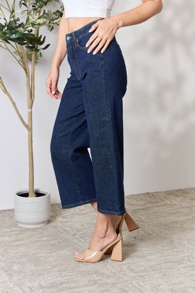 Judy Blue Full Size High Waist Cropped Wide Leg Ladies Jeans - Premium Jeans -  Follower Of Faith Apparel best seller Judy blue, JB Judy Blue, Judy Blue, Judy blue crop, Judy blue high rise jeans, Judy Blue Jeans, Judy blue raw hem, Ship from USA Shop our Christian T-Shirts & Apparel