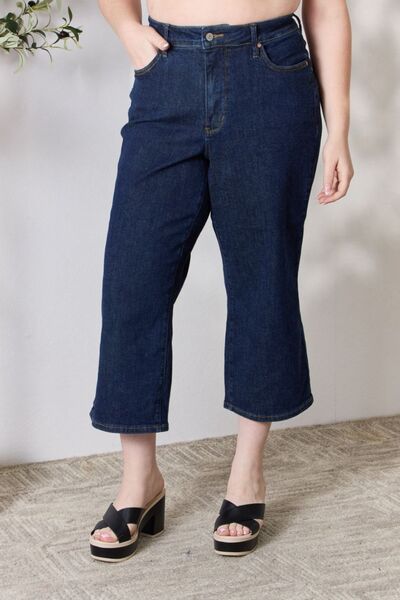 Judy Blue Full Size High Waist Cropped Wide Leg Ladies Jeans - Premium Jeans -  Follower Of Faith Apparel best seller Judy blue, JB Judy Blue, Judy Blue, Judy blue crop, Judy blue high rise jeans, Judy Blue Jeans, Judy blue raw hem, Ship from USA Shop our Christian T-Shirts & Apparel