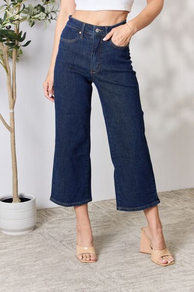 Judy Blue Full Size High Waist Cropped Wide Leg Ladies Jeans - Premium Jeans -  Follower Of Faith Apparel best seller Judy blue, JB Judy Blue, Judy Blue, Judy blue crop, Judy blue high rise jeans, Judy Blue Jeans, Judy blue raw hem, Ship from USA Shop our Christian T-Shirts & Apparel