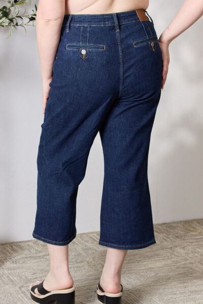 Judy Blue Full Size High Waist Cropped Wide Leg Ladies Jeans - Premium Jeans -  Follower Of Faith Apparel best seller Judy blue, JB Judy Blue, Judy Blue, Judy blue crop, Judy blue high rise jeans, Judy Blue Jeans, Judy blue raw hem, Ship from USA Shop our Christian T-Shirts & Apparel