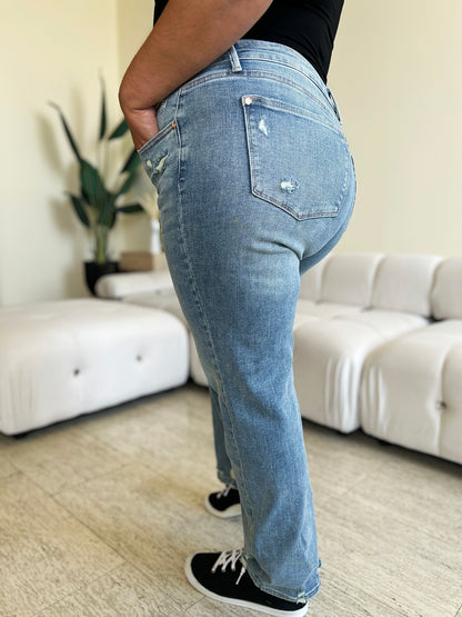 Judy Blue Full Size High Waist Distressed Straight Jeans - Premium Ladies jeans -  Follower Of Faith Apparel Judy Blue, Ship from USA Shop our Christian T-Shirts & Apparel