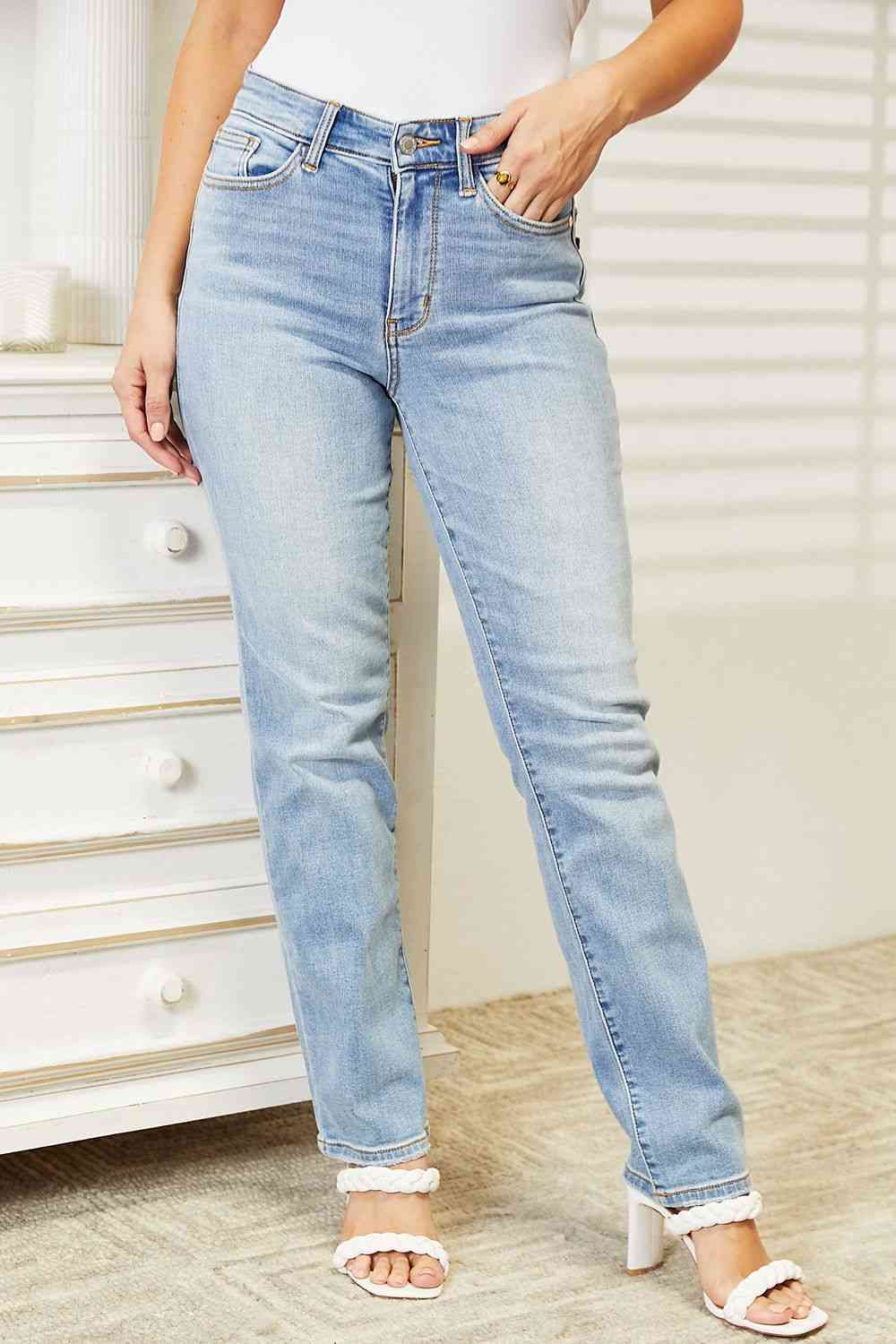 Judy Blue Full Size High Waist Jeans - Premium Jeans -  Follower Of Faith Apparel best seller Judy blue, denim jeans, high waisted jeans, Judy Blue, Judy blue high waisted, Judy Blue Jeans, light color jeans, Ship from USA Shop our Christian T-Shirts & Apparel