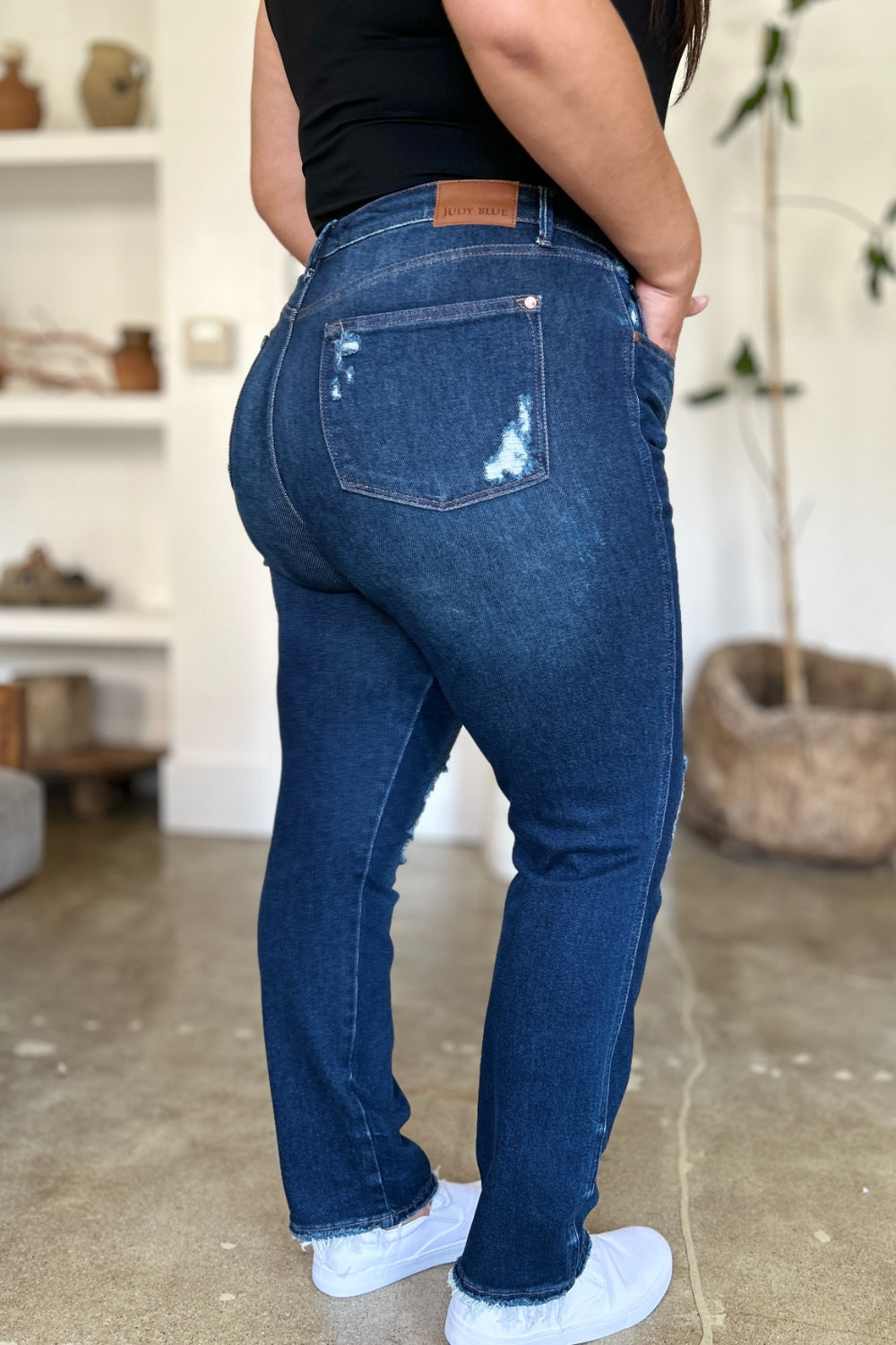 Judy Blue High Waist Rigid Magic Heavy Destroy Straight Jeans - Premium Ladies jeans -  Follower Of Faith Apparel denim distressed jeans, Destroyed judy blue jeans, distressed, Fast delivery, fast shipping, high rise, High rise judy blue, highly distressed ladies jeans, Judy Blue, judy blue destroy knee, Ladies Jeans, Magic judy blue jeans, Ship from USA, Womens clothing, womens jeans, Womens Judy Blue Shop our Christian T-Shirts & Apparel