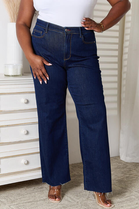 Judy Blue Full Size Raw Hem Straight Leg Jeans with Pockets - Premium Jeans -  Follower Of Faith Apparel 2 day delivery, Black Friday, Judy Blue, Judy blue raw hem, Ship from USA, straight leg Shop our Christian T-Shirts & Apparel