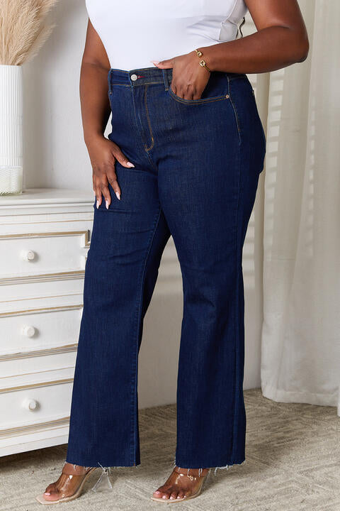 Judy Blue Full Size Raw Hem Straight Leg Jeans with Pockets - Premium Jeans -  Follower Of Faith Apparel 2 day delivery, Black Friday, Judy Blue, Judy blue raw hem, Ship from USA, straight leg Shop our Christian T-Shirts & Apparel