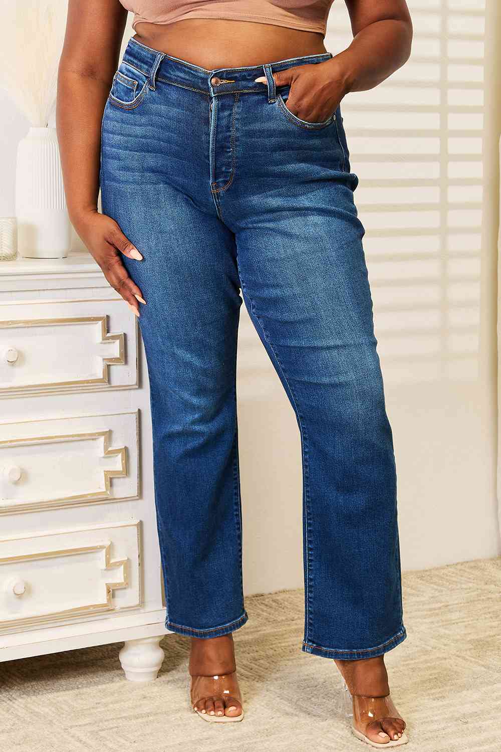 Judy Blue Full Size Straight Leg Jeans with Pockets - Premium Jeans -  Follower Of Faith Apparel Judy Blue, Ship from USA Shop our Christian T-Shirts & Apparel