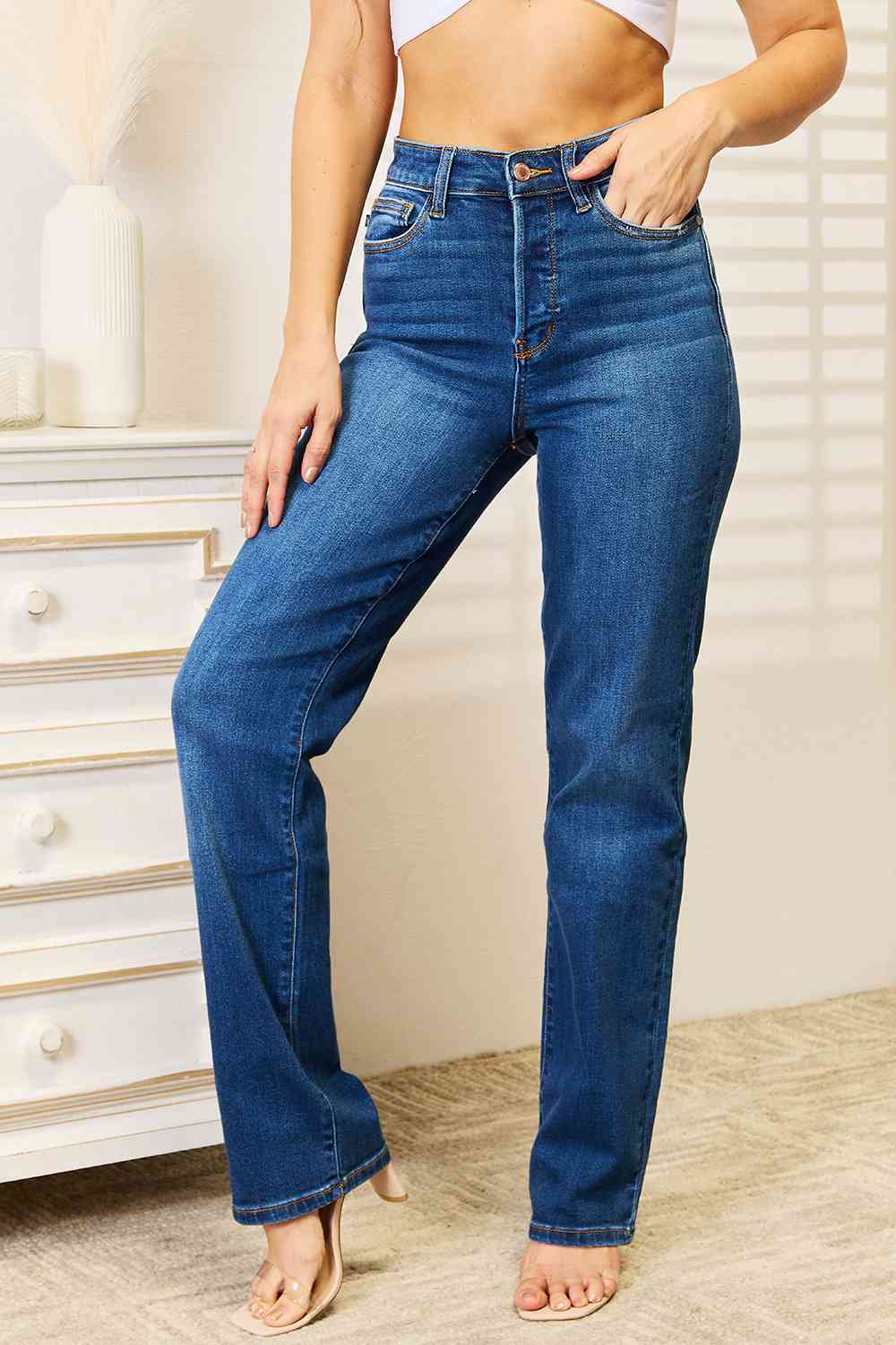 Judy Blue Full Size Straight Leg Jeans with Pockets - Premium Jeans -  Follower Of Faith Apparel Judy Blue, Ship from USA Shop our Christian T-Shirts & Apparel