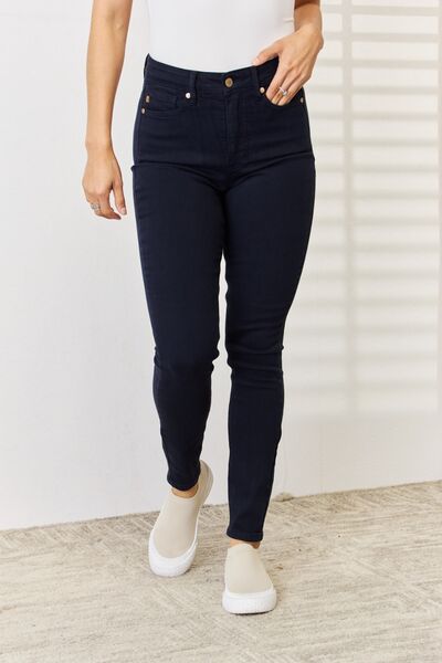 Judy Blue Garment Dyed Tummy Control Skinny Jeans - Premium Jeans -  Follower Of Faith Apparel JB Judy Blue, Judy Blue, Judy Blue Jeans, Judy blue tummy control, Navy jeans, Ship from USA, Tummy control jeans Shop our Christian T-Shirts & Apparel