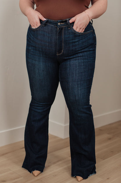 Judy Blue Jane High Rise Raw Hem Flare - Premium Ladies jeans -  Follower Of Faith Apparel 0/24, 1/25, 11-29-2023, 11/30, 12-12-2023, 12-21-2023, 13/31, 14W, 15/32, 16W, 18W, 20W, 22W, 24W, 3/26, 5/27, 7/28, 9/29, ASF1-9-2024, Bottoms, Denim, flatrate, JB Judy Blue, JB11-29-2023, JBAvailableNow, Jeans, Judy Blue, Judy blue high rise jeans, judy blue high waist jeans, Judy Blue Jeans, Judy blue raw hem, raw hem, raw hem jeans, X2-6-24 Shop our Christian T-Shirts & Apparel