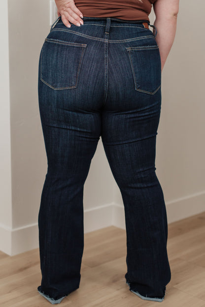 Judy Blue Jane High Rise Raw Hem Flare - Premium Ladies jeans -  Follower Of Faith Apparel 0/24, 1/25, 11-29-2023, 11/30, 12-12-2023, 12-21-2023, 13/31, 14W, 15/32, 16W, 18W, 20W, 22W, 24W, 3/26, 5/27, 7/28, 9/29, ASF1-9-2024, Bottoms, Denim, flatrate, JB Judy Blue, JB11-29-2023, JBAvailableNow, Jeans, Judy Blue, Judy blue high rise jeans, judy blue high waist jeans, Judy Blue Jeans, Judy blue raw hem, raw hem, raw hem jeans, X2-6-24 Shop our Christian T-Shirts & Apparel