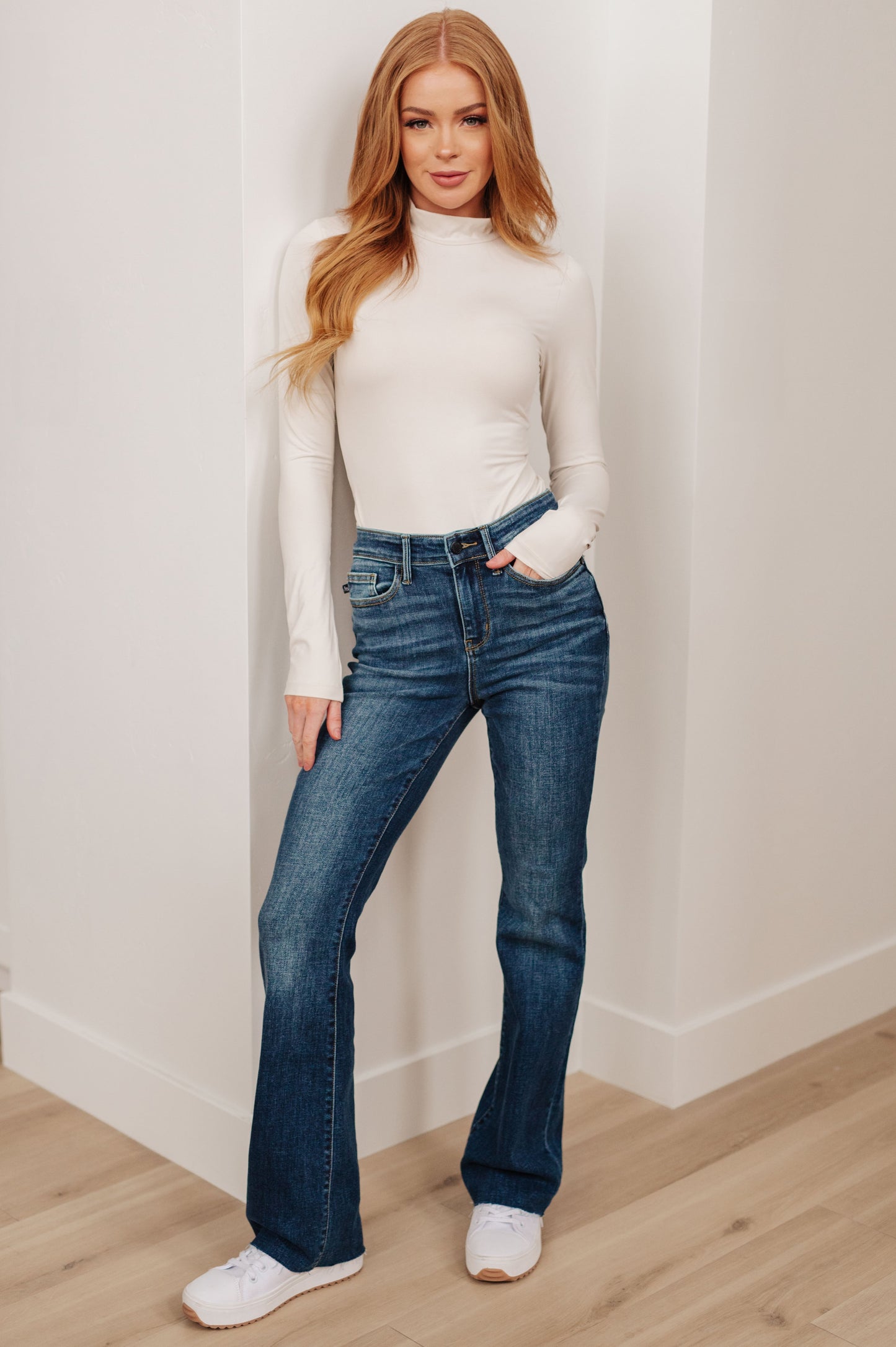 Judy Blue Josephine Mid Rise Raw Hem Bootcut Jeans - Premium Womens -  Follower Of Faith Apparel 0/24, 1/25, 11/30, 12-13-2023, 12-19-2023, 13/31, 14W, 15/32, 16W, 18W, 20W, 22W, 24W, 3/26, 5/27, 6-21-2023, 7-7-2023, 7/28, 9/29, ASF8-10-2023, Ave Marketplace, Bottoms, flatrate, JB11-29-2023, JB6-21-2023, JBAvailableNow, JBEVERGREEN, Judy Blue, Kylie, Restocks, Sarah Shop our Christian T-Shirts & Apparel