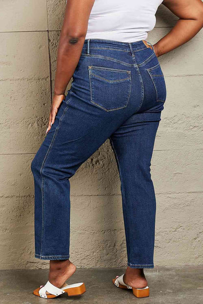 Judy Blue Kailee Full Size Tummy Control High Waisted Straight Jeans - Premium Jeans -  Follower Of Faith Apparel Black Friday, High rise jeans, Jeans, Judy Blue, Ship from USA, Tummy control jeans Shop our Christian T-Shirts & Apparel