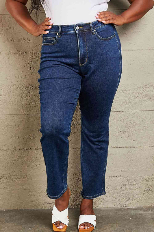 Judy Blue Kailee Full Size Tummy Control High Waisted Straight Jeans - Premium Jeans -  Follower Of Faith Apparel Black Friday, High rise jeans, Jeans, Judy Blue, Ship from USA, Tummy control jeans Shop our Christian T-Shirts & Apparel