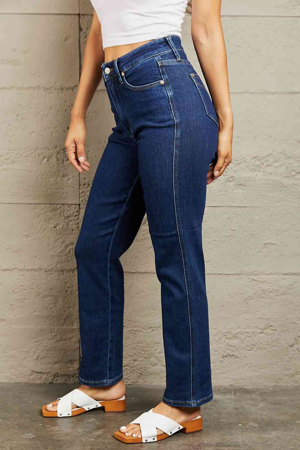 Judy Blue Kailee Full Size Tummy Control High Waisted Straight Jeans - Premium Jeans -  Follower Of Faith Apparel Black Friday, High rise jeans, Jeans, Judy Blue, Ship from USA, Tummy control jeans Shop our Christian T-Shirts & Apparel