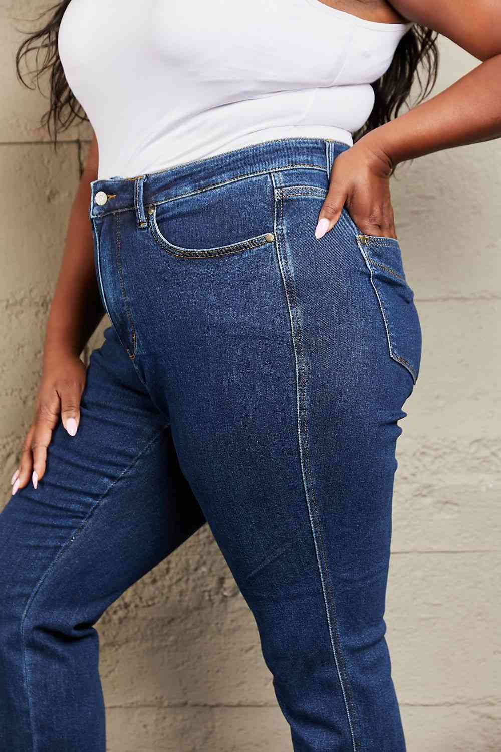 Judy Blue Kailee Full Size Tummy Control High Waisted Straight Jeans - Premium Jeans -  Follower Of Faith Apparel Black Friday, High rise jeans, Jeans, Judy Blue, Ship from USA, Tummy control jeans Shop our Christian T-Shirts & Apparel