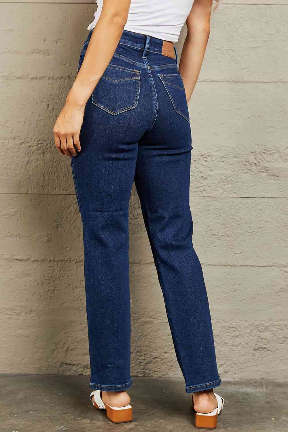 Judy Blue Kailee Full Size Tummy Control High Waisted Straight Jeans - Premium Jeans -  Follower Of Faith Apparel Black Friday, High rise jeans, Jeans, Judy Blue, Ship from USA, Tummy control jeans Shop our Christian T-Shirts & Apparel