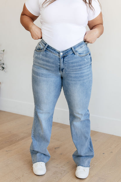 Judy Blue Mildred High Rise V Front Waistband Straight Jeans - Follower Of Faith Apparel