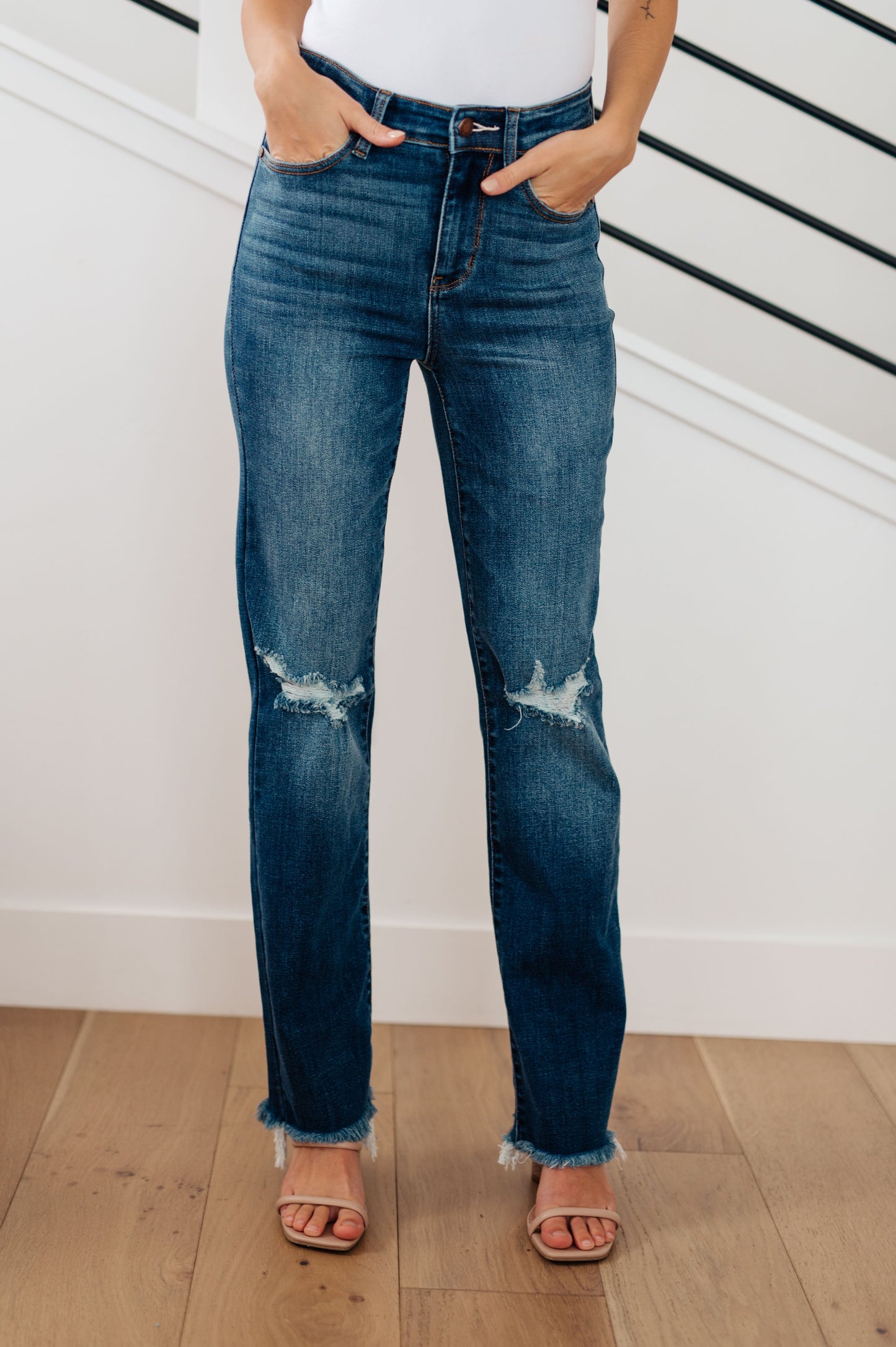 Judy Blue Morgan High Rise Distressed Straight Jeans - Premium Womens -  Follower Of Faith Apparel 0/24, 1/25, 10-11-2023, 10-17-2023, 10-19-2023, 11/30, 13/31, 14W, 15/32, 16W, 18W, 20W, 22W, 24W, 3/26, 5/27, 7/28, 9-27-2023, 9/29, Amanda, ASF10-24-2023, ASF10-26-2023, Bottoms, Denim, flatrate, Indoor, JB20, JB9-27-2023, JBAvailableNow, Jeans, Judy Blue, Kirra, studio Shop our Christian T-Shirts & Apparel