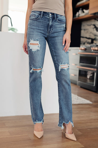 Judy Blue O'Hara Mid-Rise Destroyed Straight Jeans - Premium Womens -  Follower Of Faith Apparel0/24, 1/25, 11/30, 12-20-2023, 12-27-2023, 12-28-2023, 12-29-2022, 13/31, 14W, 15/32, 16W, 18W, 20W, 22W, 24W, 3/26, 6-16-2023, 7/28, 82425, 9/29, ASF1-9-2024, Bottoms, Denim, flatrate, JB Judy Blue, JB12-6-2023, JBAvailableNow, Judy Blue, Judy Blue Jeans, Judy blue mid rise jeans, Kendall, mid rise, midrise, Midrise jeans, new, new arrivals, newest arrival, Restocks, Sabrina Shop our Christian T-Shirts & Apparel