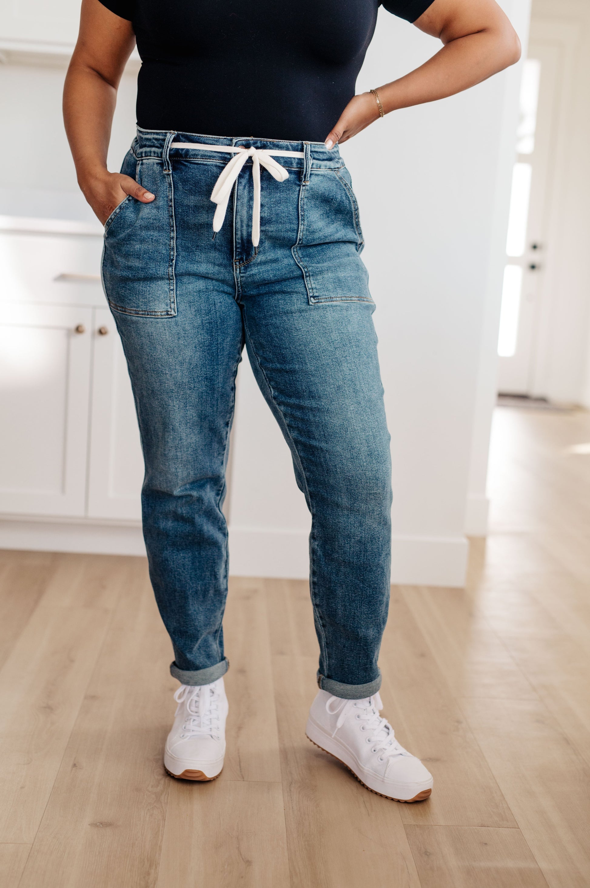 Judy Blue Payton Pull On Denim Joggers in Medium Wash - Premium Womens -  Follower Of Faith Apparel 0/24, 1/25, 11-1-2023, 11-15-2023, 11-24-2023, 11/30, 13/31, 14W, 15/32, 16W, 18W, 20W, 22W, 24W, 3/26, 5/27, 7/28, 9/29, ASF12-1-2023, ASF12-21-2023, Bottoms, Denim, flatrate, JB11-1-2023, JBAvailableNow, Jeans, Joggers, Judy Blue, X2-6-24 Shop our Christian T-Shirts & Apparel