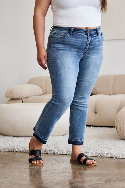 Judy Blue Release Hem Cropped Bootcut Jeans - Premium Ladies jeans -  Follower Of Faith Apparel best seller Judy blue, Fast delivery, fast shipping, JB Judy Blue, Judy Blue, Judy Blue Jeans, Judy blue released hem jeans, new arrival, new arrivals, Released hem, Sale, Ship from USA Shop our Christian T-Shirts & Apparel