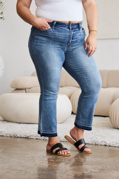 Judy Blue Release Hem Cropped Bootcut Jeans - Premium Ladies jeans -  Follower Of Faith Apparel best seller Judy blue, Fast delivery, fast shipping, JB Judy Blue, Judy Blue, Judy Blue Jeans, Judy blue released hem jeans, new arrival, new arrivals, Released hem, Sale, Ship from USA Shop our Christian T-Shirts & Apparel