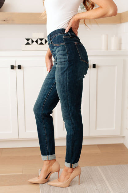 Judy Blue Rowena High Rise Pull On Double Cuff Slim Jeans - Premium Womens -  Follower Of Faith Apparel 0/24, 1/25, 10-18-2023, 11-1-2023, 11-7-2023, 11/30, 13/31, 14W, 15/32, 16W, 18W, 20W, 22W, 24W, 3/26, 5/27, 7/28, 9/29, Amanda, Bottoms, Denim, flatrate, Indoor, JB Judy Blue, JB10-18-2023, JB20, JBAvailableNow, Jeans, Jordan, Kirra, Lifestyle, Sarah, studio Shop our Christian T-Shirts & Apparel