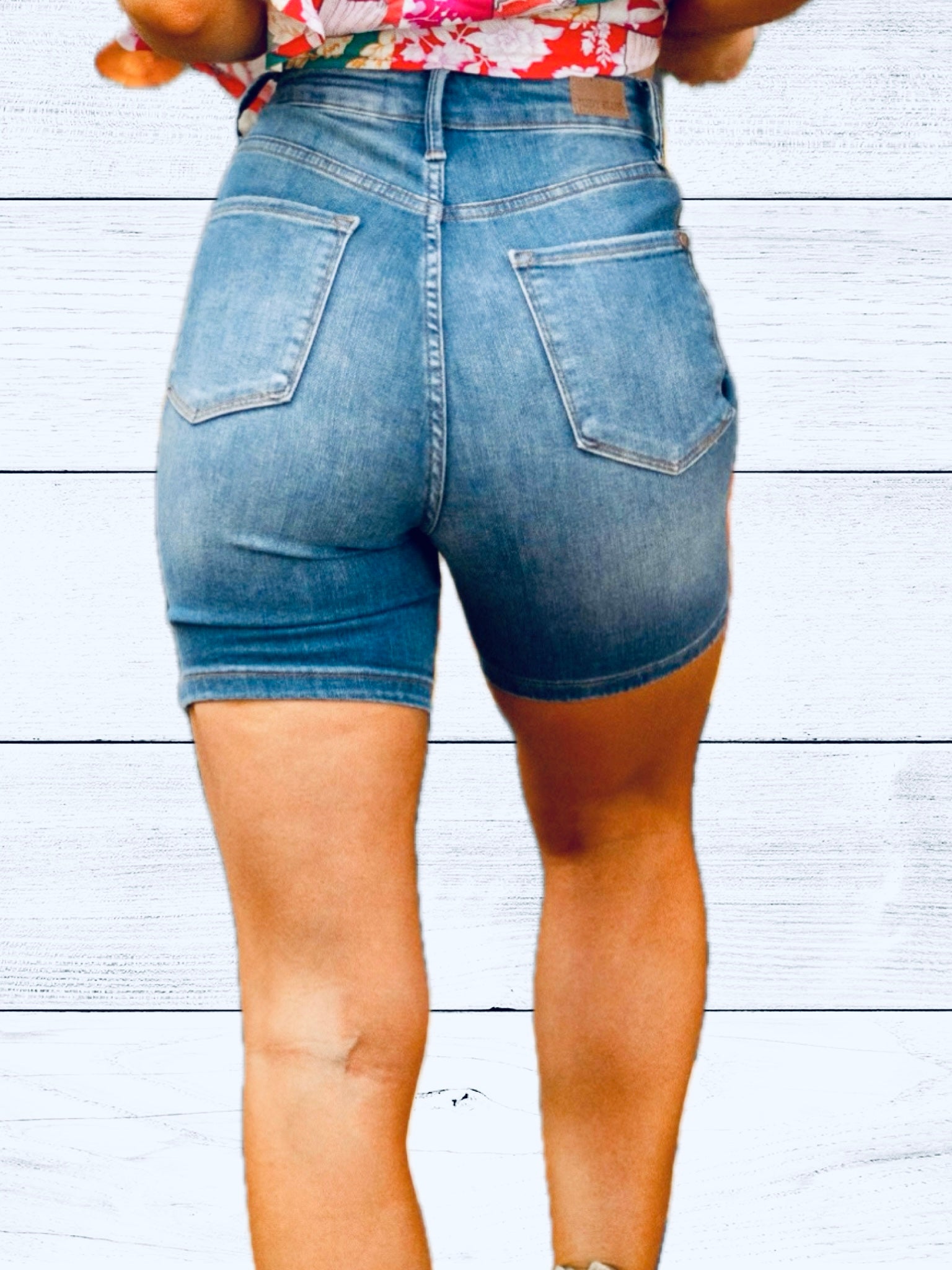 Judy Blue Tummy Control Double Button Bermuda Denim Shorts - Premium Ladies shorts -  Follower Of Faith Apparel Denim shorts, Distressed shorts, Fast delivery, fast shipping, Judy Blue, Ladies Shorts, Sale, Ship from USA Shop our Christian T-Shirts & Apparel