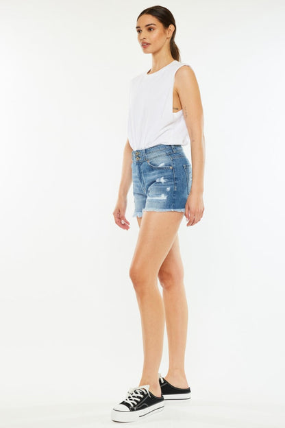 Kancan Full Size High Rise Raw Hem Denim Shorts - Premium Ladies shorts -  Follower Of Faith Apparel Kancan, Ship from USA Shop our Christian T-Shirts & Apparel