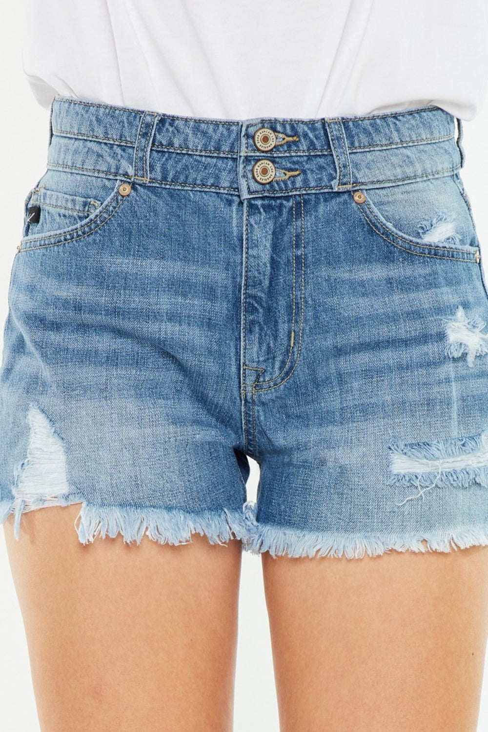 Kancan Full Size High Rise Raw Hem Denim Shorts - Premium Ladies shorts -  Follower Of Faith Apparel Kancan, Ship from USA Shop our Christian T-Shirts & Apparel