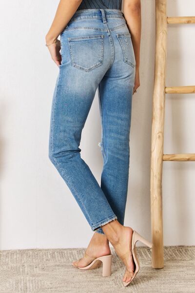 Kancan High Rise Distressed Slim Straight Jeans - Premium Jeans -  Follower Of Faith Apparel 01/03/2024, denim distressed jeans, Kancan, Kancan high waisted, Kancan Jeans, kancan raw hem, kancan slim fit, kancan straight leg, Ladies Jeans, new, new arrival, newest arrival, raw hem, raw hem jeans, Ship from USA, slim fit straight leg Shop our Christian T-Shirts & Apparel