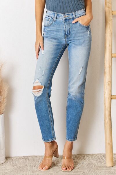 Kancan High Rise Distressed Slim Straight Jeans - Premium Jeans -  Follower Of Faith Apparel 01/03/2024, denim distressed jeans, Kancan, Kancan high waisted, Kancan Jeans, kancan raw hem, kancan slim fit, kancan straight leg, Ladies Jeans, new, new arrival, newest arrival, raw hem, raw hem jeans, Ship from USA, slim fit straight leg Shop our Christian T-Shirts & Apparel