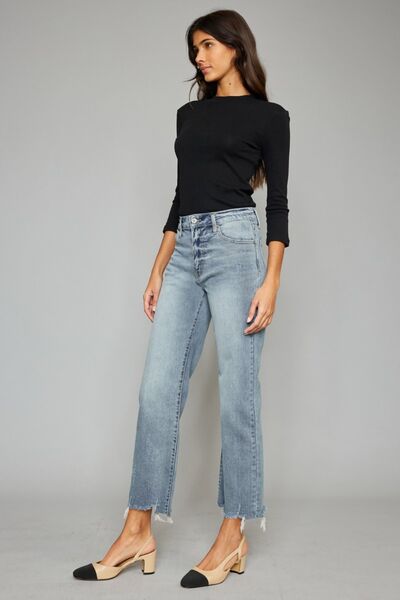 Kancan High Waist Raw Hem Cropped Wide Leg Jeans - Premium Jeans -  Follower Of Faith Apparel Kancan, Kancan distressed jeans, Kancan flare jeans, Kancan high waisted, Kancan Jeans, kancan raw hem, kancan wide leg crop, Ship from USA Shop our Christian T-Shirts & Apparel