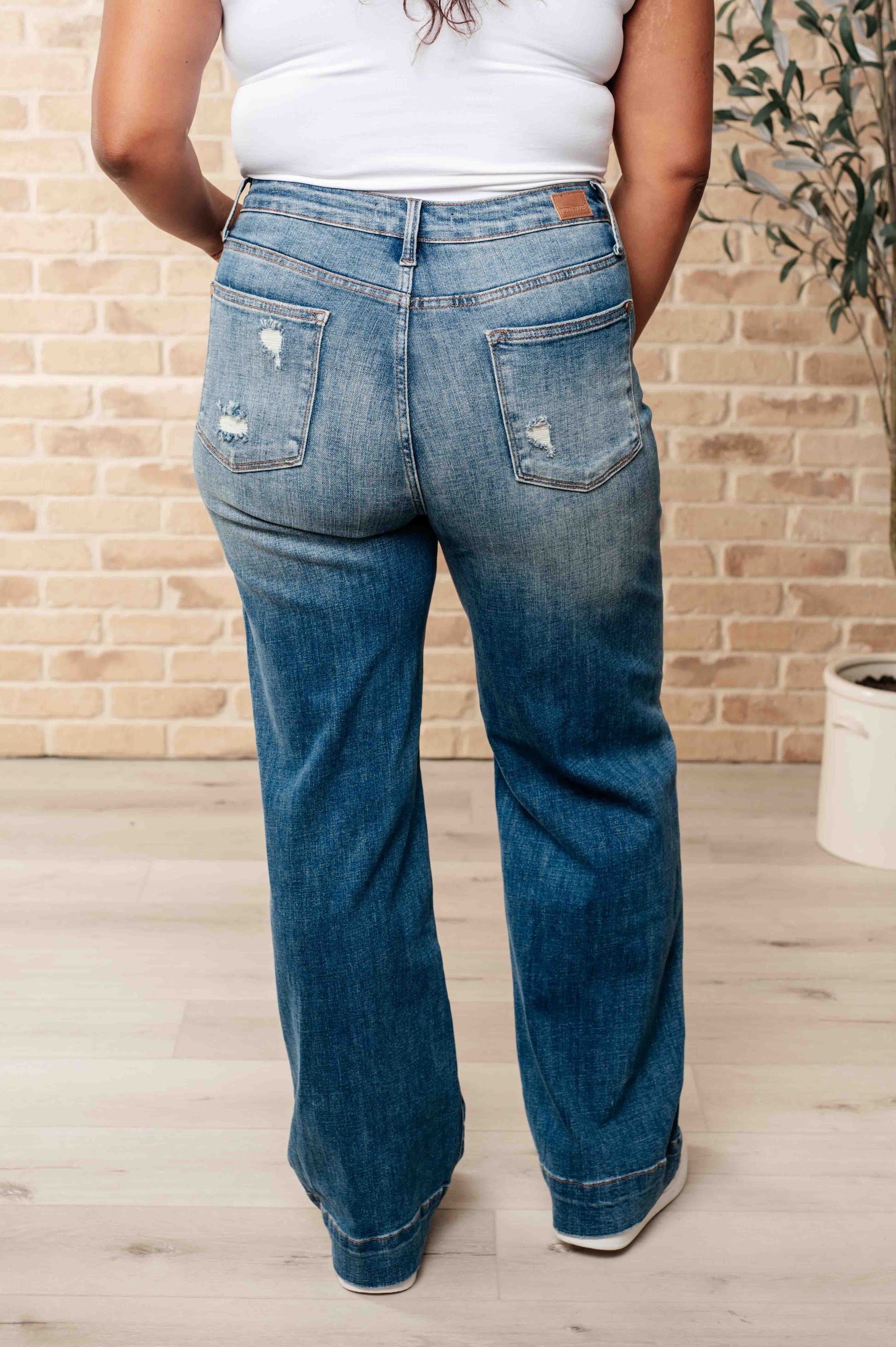 Judy Blue Katrina High Waist Distressed Denim Jeans - Premium Ladies jeans -  Follower Of Faith Apparel 0/24, 1/25, 11/30, 13/31, 14W, 15/32, 16W, 18W, 20W, 22W, 24W, 3/26, 5-31-2023, 5/27, 6-15-2023, 6-28-2024, 7/28, 9/29, ASF6-29-2023, Ave Marketplace, Bottoms, Denim, flatrate, JB Judy Blue, JB5-31-2023, JB6-5-2024, JBAvailableNow, Jeans, Judy Blue, Judy blue wide leg, new arrival, new arrivals, Restocks, Sale Shop our Christian T-Shirts & Apparel