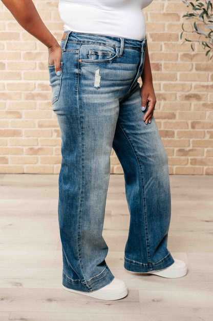 Judy Blue Katrina High Waist Distressed Denim Jeans - Premium Ladies jeans -  Follower Of Faith Apparel 0/24, 1/25, 11/30, 13/31, 14W, 15/32, 16W, 18W, 20W, 22W, 24W, 3/26, 5-31-2023, 5/27, 6-15-2023, 6-28-2024, 7/28, 9/29, ASF6-29-2023, Ave Marketplace, Bottoms, Denim, flatrate, JB Judy Blue, JB5-31-2023, JB6-5-2024, JBAvailableNow, Jeans, Judy Blue, Judy blue wide leg, new arrival, new arrivals, Restocks, Sale Shop our Christian T-Shirts & Apparel