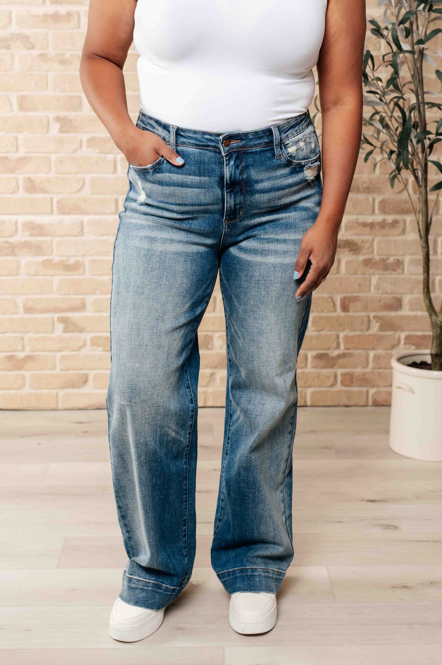 Judy Blue Katrina High Waist Distressed Denim Jeans - Premium Ladies jeans -  Follower Of Faith Apparel 0/24, 1/25, 11/30, 13/31, 14W, 15/32, 16W, 18W, 20W, 22W, 24W, 3/26, 5-31-2023, 5/27, 6-15-2023, 6-28-2024, 7/28, 9/29, ASF6-29-2023, Ave Marketplace, Bottoms, Denim, flatrate, JB Judy Blue, JB5-31-2023, JB6-5-2024, JBAvailableNow, Jeans, Judy Blue, Judy blue wide leg, new arrival, new arrivals, Restocks, Sale Shop our Christian T-Shirts & Apparel