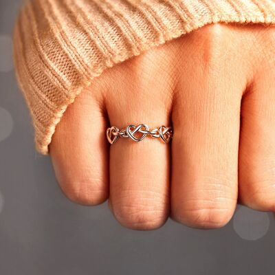 Knotted Hearts Sterling Silver Open Ring{{ shop.domain }Trendsi925 high quality sterling silver ring, 925 sterling silver, christian sterling silver ring, faith ri